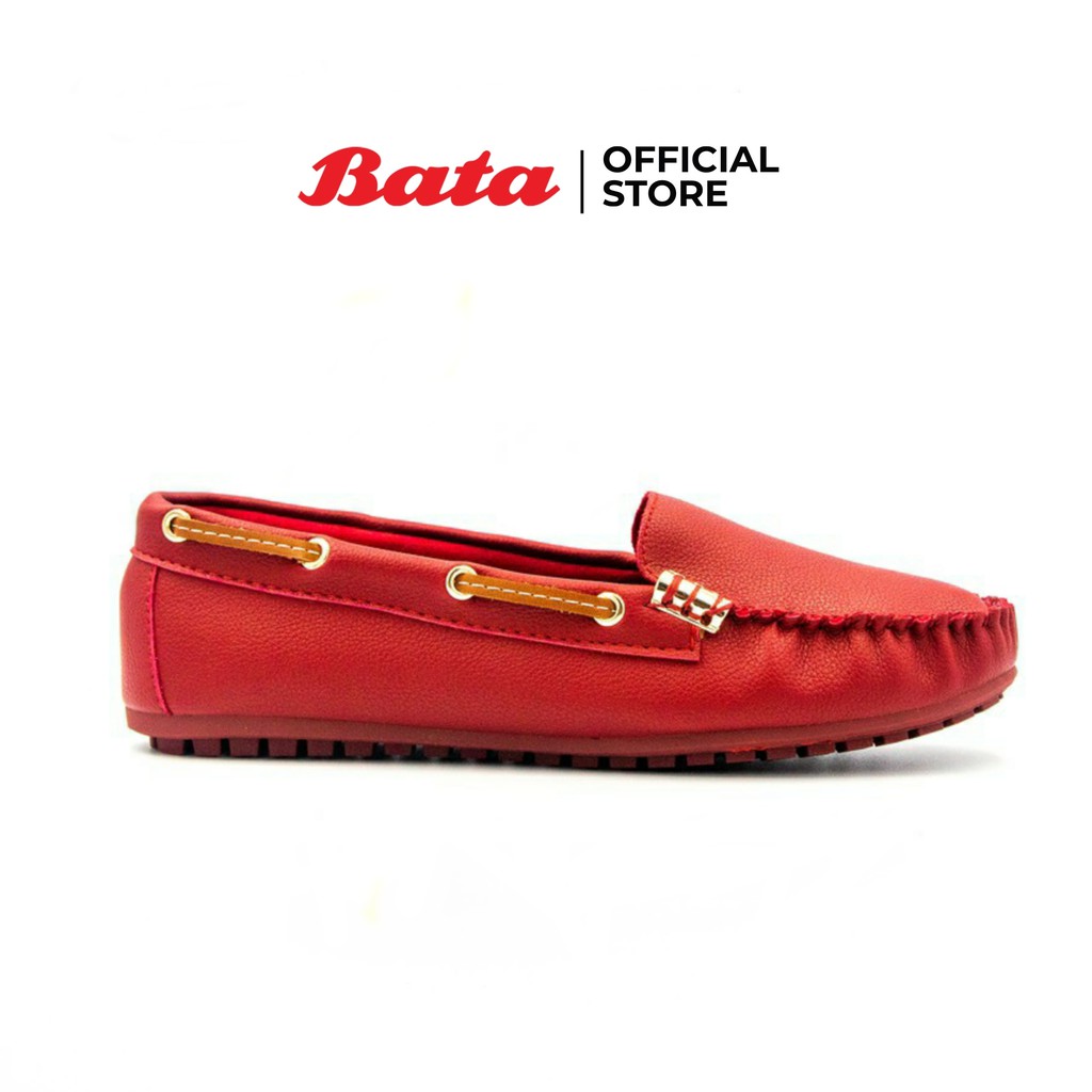 *Best Seller* Bata LADIES'CASUAL รองเท้าลำลองส้นแบนแฟชั่น MOCCASINE แบบสวม ปิดส้น สีแดง รหัส 5515596