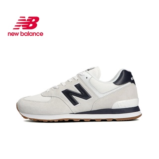 New Balance 574 series low-top retro running shoes for men and women in white and blue