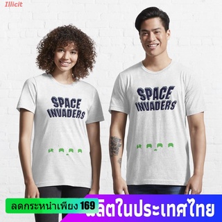 Illicit เสื้อยืดผู้ชายและผู้หญิง Space Invaders logo and game play - 1978 arcade version! Essential T-Shirt Sports T-shi