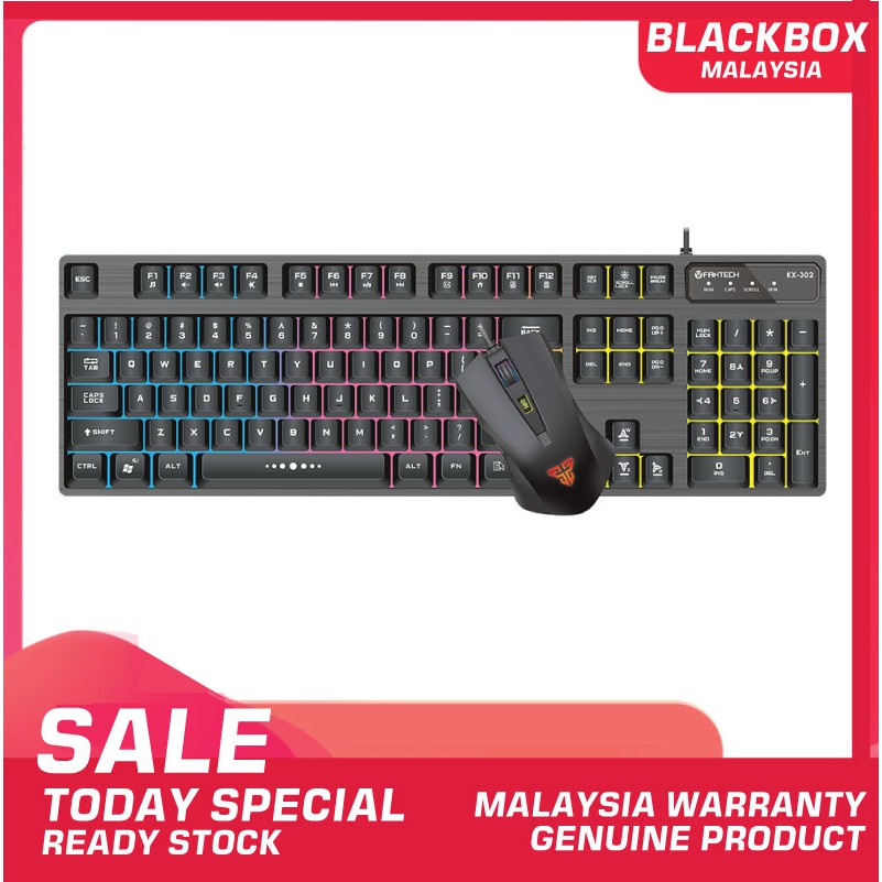 Fantech KX302 คีย์บอร์ดเกมแบบมีสาย + เมาส์ (KB86BK) - รับประกัน Fantech 1 ปี