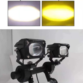 Dual Colors 3D Motorcycle LED Headlight Mini Projector Lens Car Truck ATV Laser Driving Fog Lights Auto Work Light 3000K