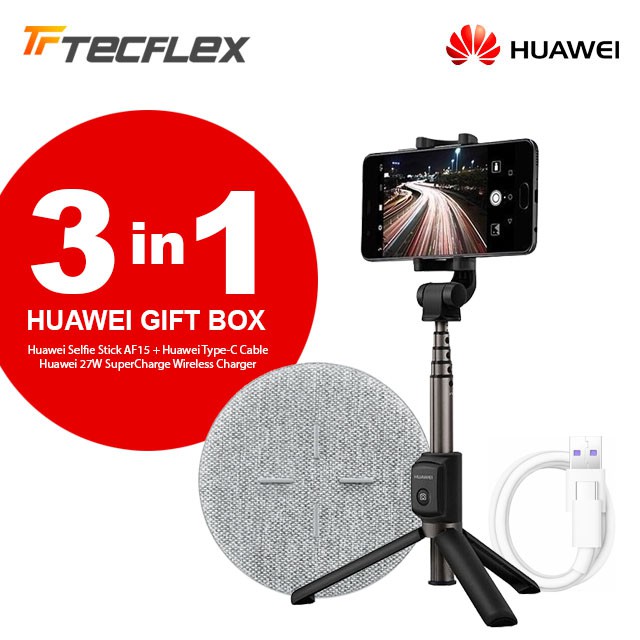 Huawei Box Huawei 27W SuperCharge Wireless Charger CP61 Huawei Selfie Stick AF15 Type-C Cable