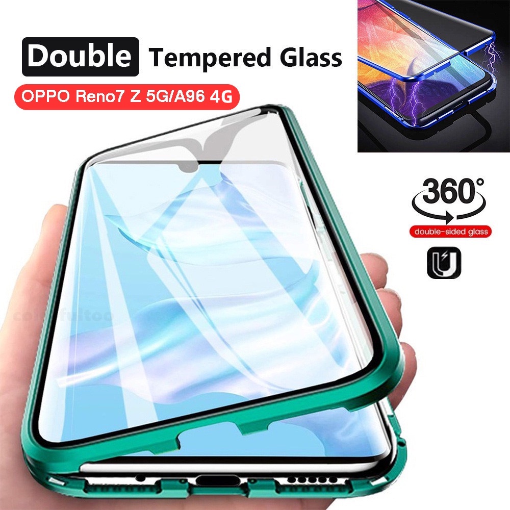 เคสโทรศัพท์โลหะแม่เหล็กสําหรับoppo Reno 11 10 Pro 10Pro 11Pro 11F Reno11F Reno10 Reno11 5Gกระจกสองด้านกรณีพลิก360° เคสแข็งป้องกัน