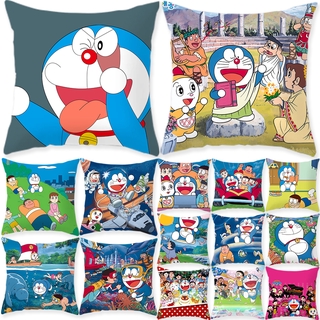 DORAEMON ปลอกหมอนโพลีเอสเตอร์พิมพ์ลายโดราเอมอนสําหรับตกแต่งบ้าน