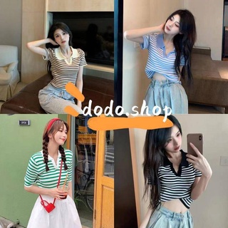 DODO*สินค้าใหม่พร้อมส่ง*🔥เสื้อคอปกลายแขนสั้นทรงสวยฮิตสไตล์เกาหลี🫧💧(c481)