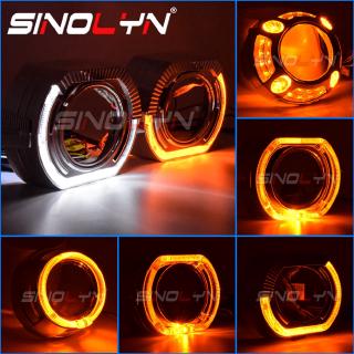 LED Switchback Dual Colors BM Angel Eyes Halo Shrouds For Bi-Xenon Projector Lens 2.5 H1/3.0 Hella 3R/Q5 Mask Covers Bezels Covers Turn Signal Lamps Retrofit