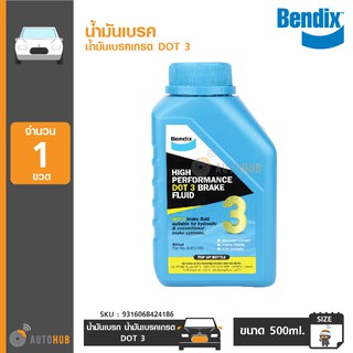 Bendix Brake Fluid น้ำมันเบรก DOT 3 ขนาด 500ml. มาตรฐานสากล แพ็คเก็ตใหม่ / พิเศษ ซื้อ 2 ชิ้นส่งฟรี !!