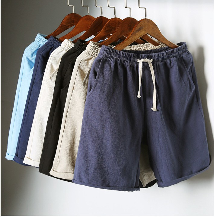 Cotton and linen shorts man fashionable 5 minutes of pants