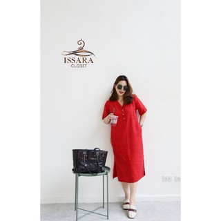 Dress Linen Honey #Red candy