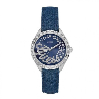 GUESS Quartz Watch with Blue Dial Analogue Display
 Textile Bracelet W0023L5