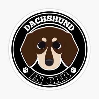 สติ๊กเกอร์ติดรถ แต่งรถ สติ๊กเกอร์ แม่เหล็กติดรถยนตร์ สติ๊กเกอร์หมา Dachshund in Car  - DGC32