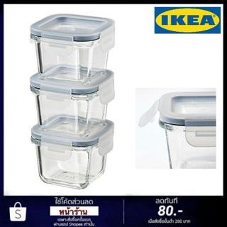 กล่องเก็บอาหารพร้อมฝาปิด ชIKEA 365+  สี่เหลี่ยมจัตุรัส/แก้ว180 มล.