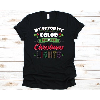 เสื้อยืด พิมพ์ลาย My Favorite Color Is Christmas Lights ของขวัญคริสต์มาสS-5XL