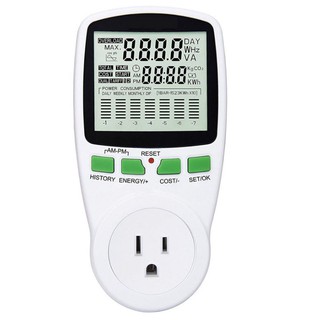 ปลั๊กมิเตอร์ วัดกระแส แรงดัน กำลังไฟฟ้า แปลงเป็นค่าไฟ Digital LCD Energy Meter Watt meter Electricity Power  Measure