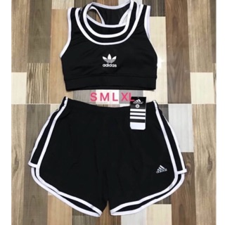 ชุดออกกำลังกายของแท้ adidas set Sportbar กางเกงขาสั้น ชุดออกกำลังกายผู้หญิง ส่งฟรี