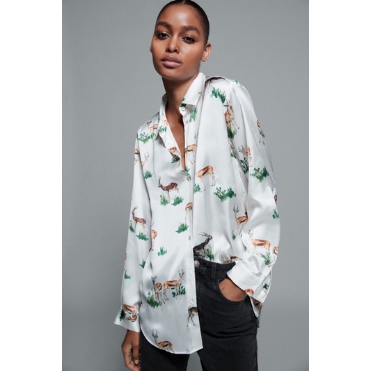 [virusplussize] outlet - เสื้อเชิ้ตผ้าไหมกวาง SOMI BIGSIZE ZARA ของแท้