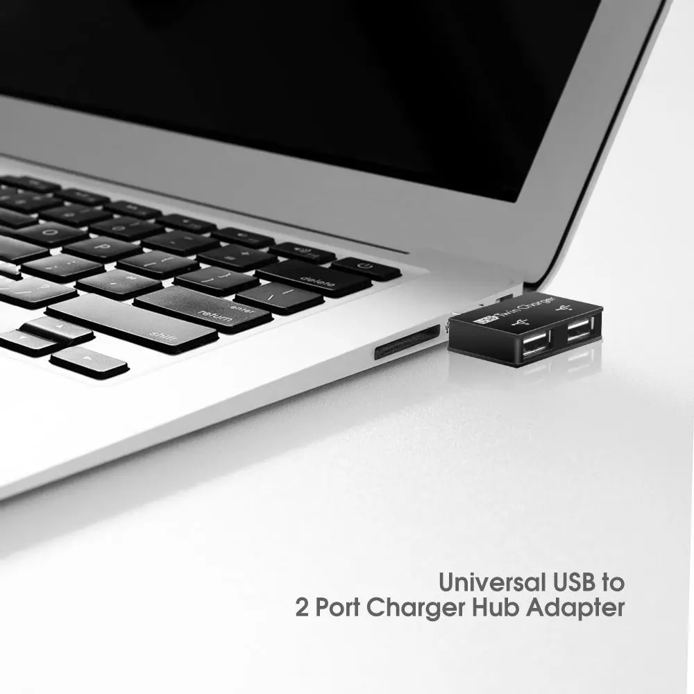 Mini Dual USB Charger Hub Adapter 2 Port Splitter For Computer