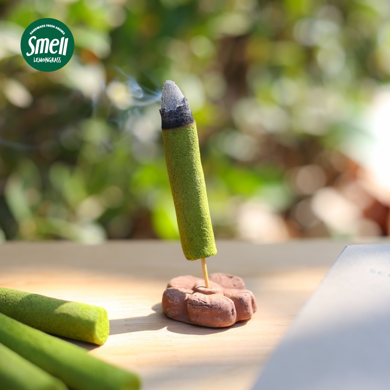 Smell Lemongrass ธุปกันยุงตะไคร้หอม ปลอดภัย ใช้งานง่าย บรรจุ 13 ก้าน แถมฟรี! ฐานปักธูป Mosquito Repellent Joss Sticks #7