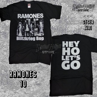 เสื้อยืดผ้าฝ้ายพิมพ์ลายแฟชั่น เสื้อยืด พิมพ์ลายวงร็อค Ramones BLITZKRIEG BOP Builtup Music Band สไตล์พังก์ร็อค