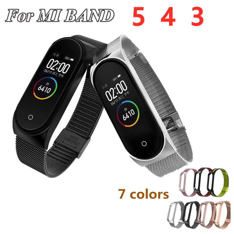 Mi Band 3 4 5 สายรัดข้อมือโลหะ สําหรับ Xiaomi Bracelet Screwless Correa Xiomi Miband นาฬิกาข้อมือสมาร์ทวอทช์