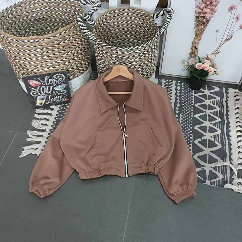 Hot vada Jacket Crop Zipper oversize Jacket ผู้หญิง Crop แจ็คเก็ตเกาหลีพรีเมี่ยมผู้หญิงเกาหลี Jacket