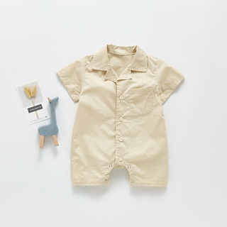 Ins Hot Sale Kids Boys Solid  Color Short Sleeve Bodysuit