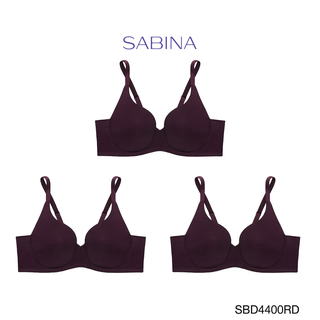 Sabina ซาบีน่า เสื้อชั้นใน (Set 3 ชิ้น) Seamless Fit (มีโครง) รุ่น Perfect Bra รหัส SBD4400RD สีแดงเข้ม