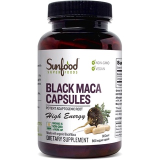 [พร้อมส่ง] Sunfood, BLACK MACA, 800 mg 90 Capsules