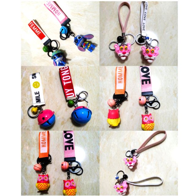2 ชิ้นชุดพวงกุญแจ Lanyards สีชมพู panther Sticth Owls