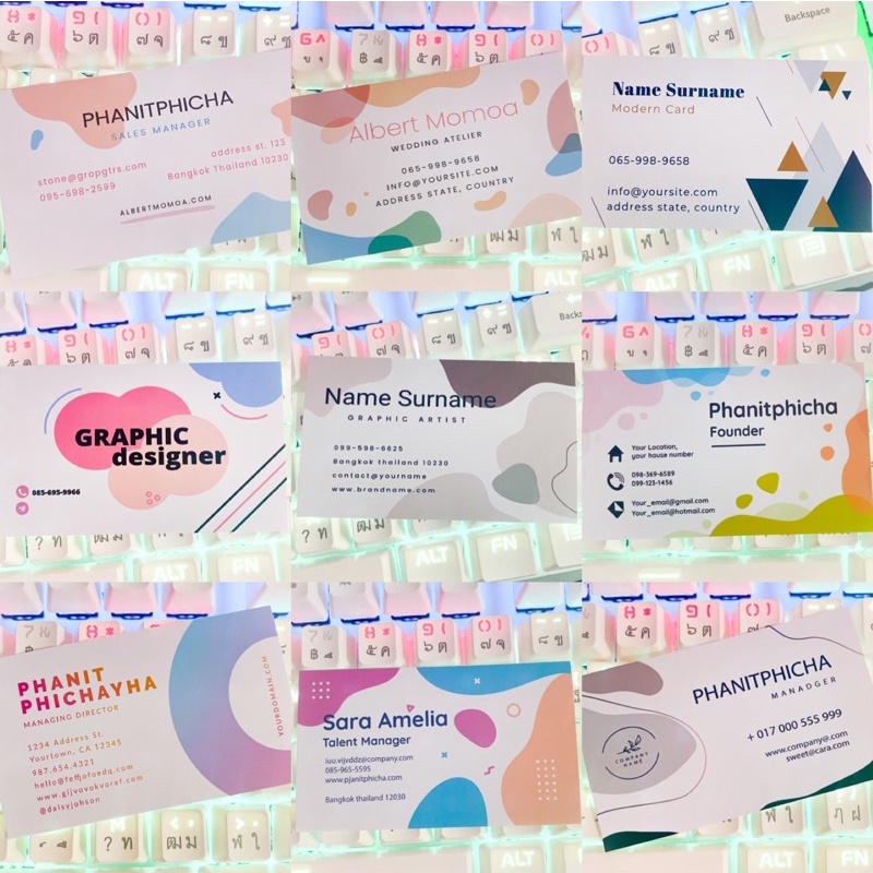 นามบัตรสีพาสเทล หนา300แกรม นามบัตรสไลต์มินิมอล รับทำนามบัตร นามบัตรร้าน นามบัตรส่วนตัว