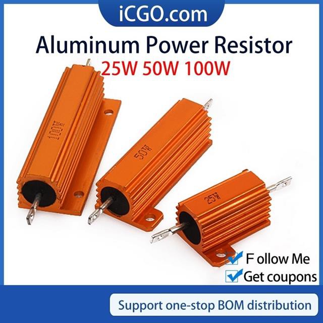 RX24 25W 50W 100W อลูมิเนียมโลหะกรณี Wirewound ตัวต้านทาน 0.91R 1R 1.2R 1.5R 1.8R 2R โอห์ม