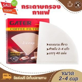 กระดาษดริป กระดาษกรองกาแฟ 02 สีน้ำตาล (40แผ่น) สำหรับแก้วชงกาแฟดริป 2-4 แก้ว แผ่นฟิลเตอร์กรองกาแฟ สีขาวธรรมชาติ ดริปกาแฟ