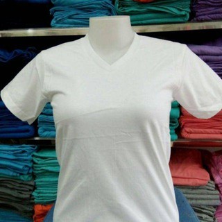 เสื้อยืดคอวีสีขาว  cotton 100% #32  พร้อมจัดส่ง ผ้าดี ใส่สบาย นุ่มสบาย