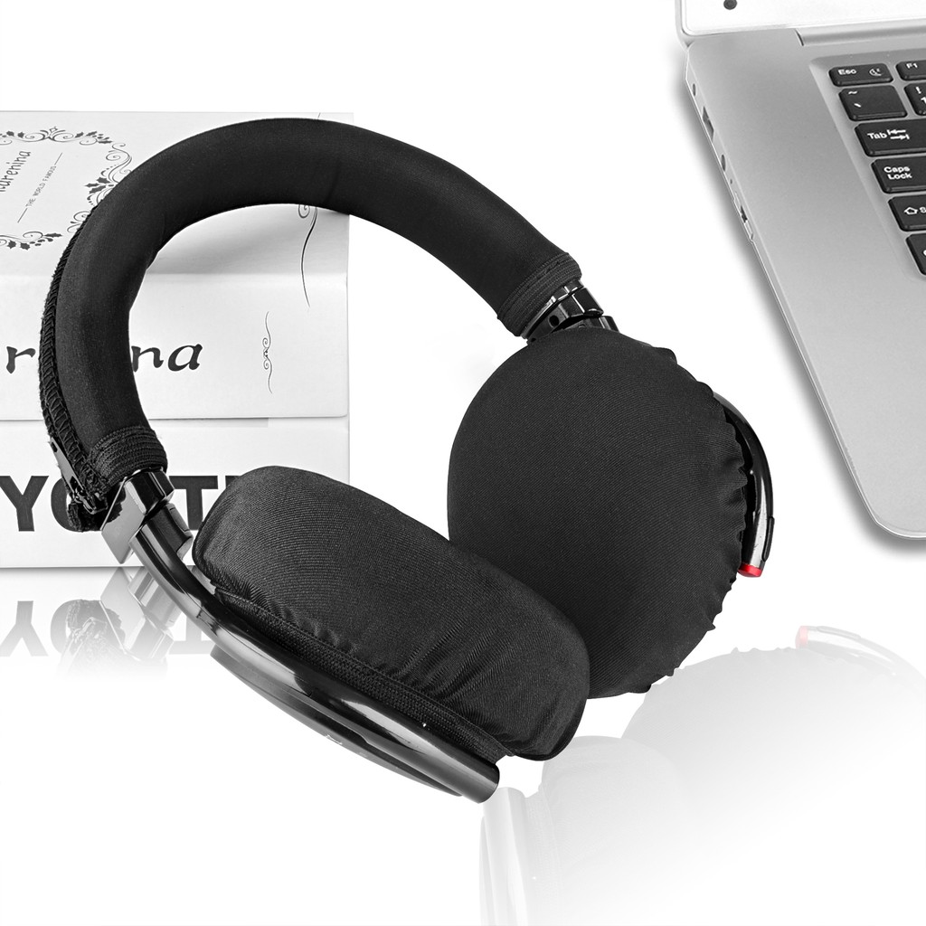 Geekria 2 คู่ผ้า Flex Earpad Covers, อุปกรณ์ป้องกันหูสุขาภิบาลซักได้และยืดได้สําหรับชุดหูฟังแบบครอบหู, กันเหงื่อ (ขนาด M/สีดํา) - รูปที่ 4