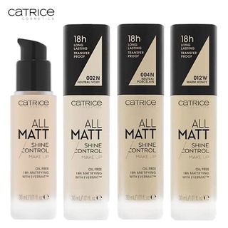 Catrice All Matt Shine Control Makeup เครื่องสําอาง กันการถ่ายโอน ติดทนนาน 30 มล. 18 ชม.