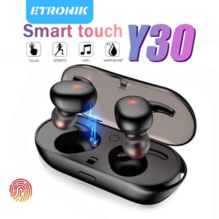 ETRONIK Y30 TWS หูฟังบลูทูธหูฟังสเตอริโอไร้สายหูฟัง Touch Control หูฟังกีฬาไมโครโฟนหูฟังเพลงหูฟังสำหรับเล่นเกม