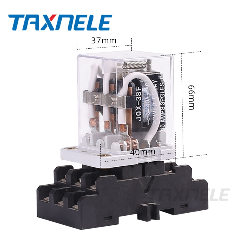 Jqx-38f 3Z 40A รีเลย ์ ไฟฟ ้ ากลางแม ่ เหล ็ กไฟฟ ้ ารีเลย ์ 11pin DC12V DC24V AC220V พร ้ อมฐาน