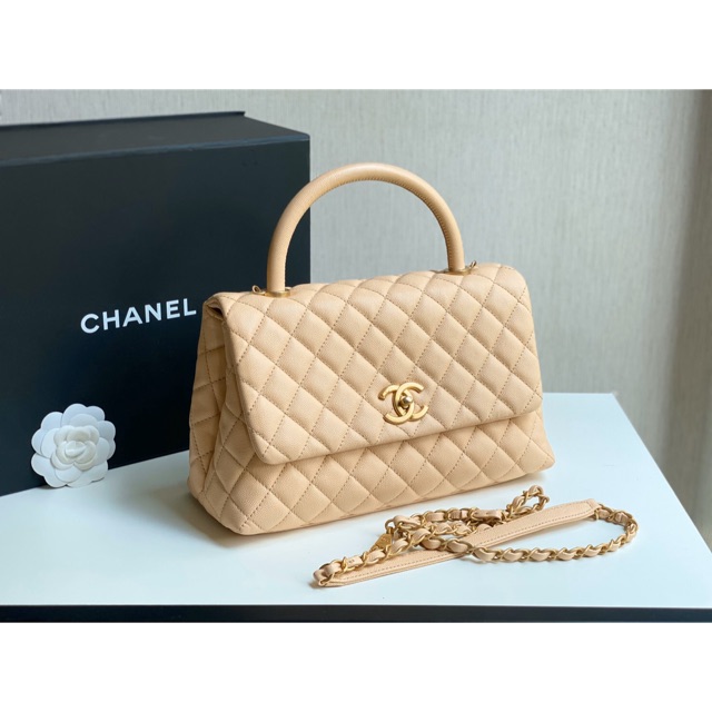 Chanel Coco 10 5 Holo 24 Caviar Beige Ghw Shopee Thailand