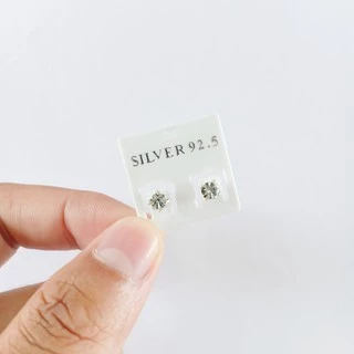 ต่างหูเงินแท้ Square Bezel Earrings 92.5% (เตยเหลี่ยม)