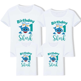 เสื้อยืด พิมพ์ลายปลาฉลาม BABY SHARK Do Do Daddy Mommy Birthday เข้าได้กับครอบครัว สําหรับเด็กผู้ชาย และเด็กผู้หญิง