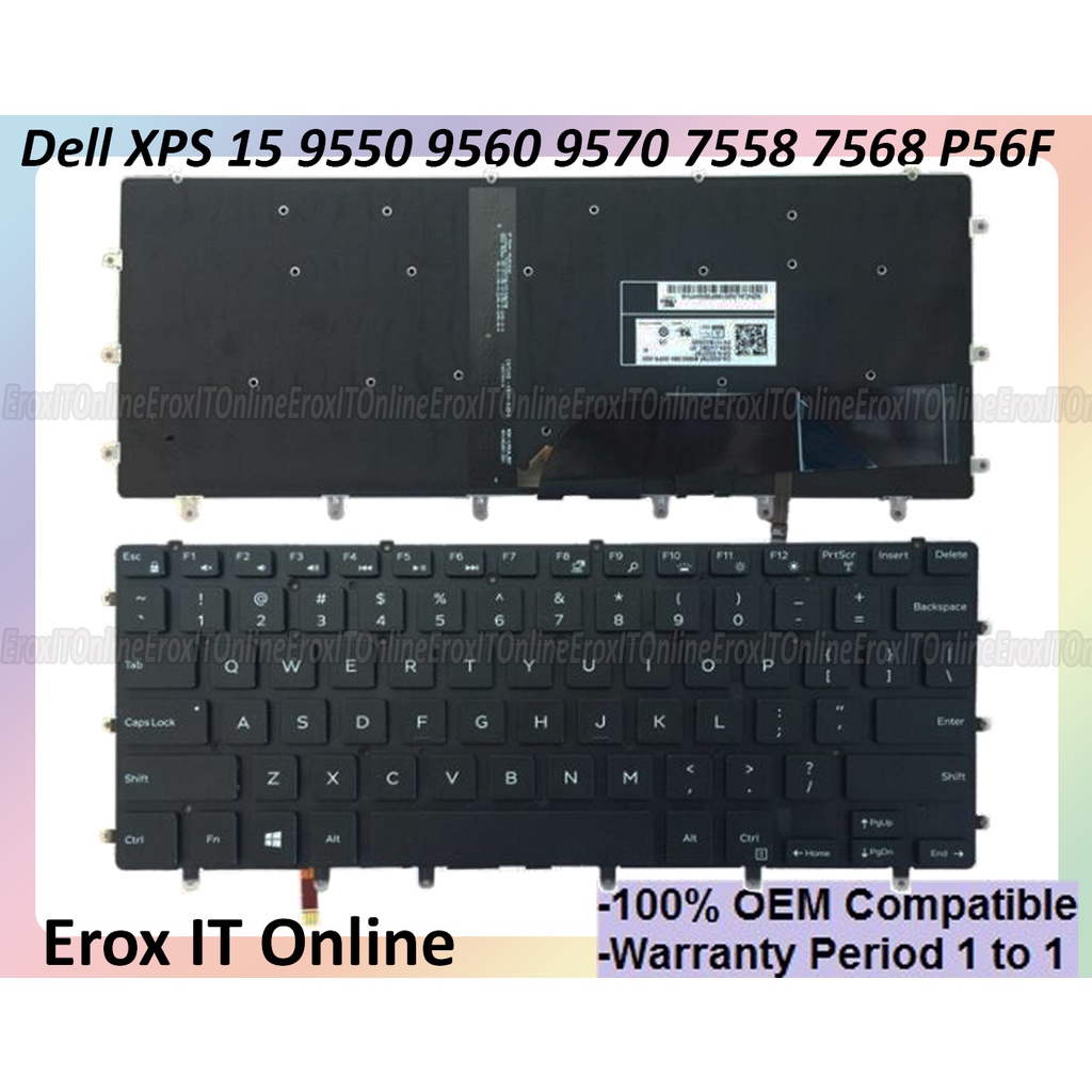 Dell XPS 15 9550 9560 9570 7558 7568 9670 Series P56F N7547 N7548 0GDT9F NSK-LV0BC แป้นพิมพ์แล็ปท็อป