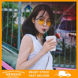 (HENGHA) ใหม่ แว่นตากันแดดแฟชั่น กรอบโลหะ ทรงกลม TR90 สีแคนดี้ สําหรับผู้ชาย และผู้หญิง