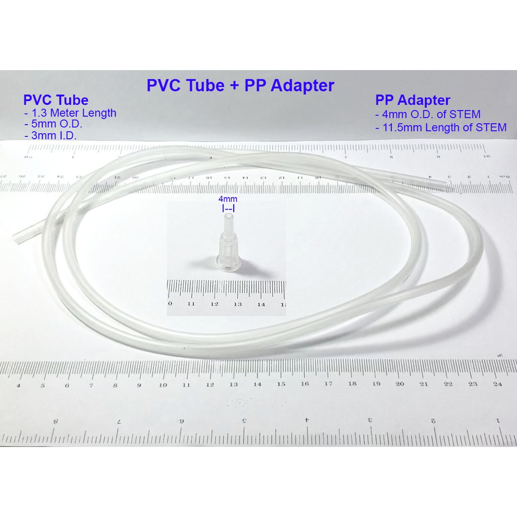 PVC Tube (ความยาว 1.3 เมตร) + Plastic Adapter (PP) สำหรับใช้กับ ไซริ้งค์ พลาสติก Large Disposable Pl
