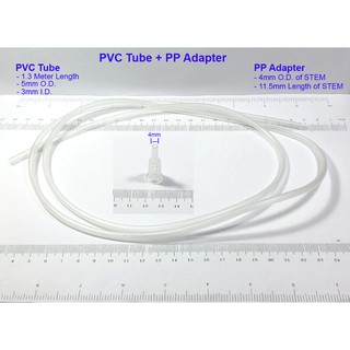 PVC Tube (ความยาว 1.3 เมตร) + Plastic Adapter (PP) สำหรับใช้กับ ไซริ้งค์ พลาสติก Large Disposable Plastic Syringe