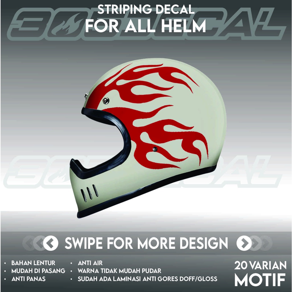 สติ๊กเกอร์หมวกกันน็อคอเนกประสงค์พร้อม FLAME V1 Motif Fullset