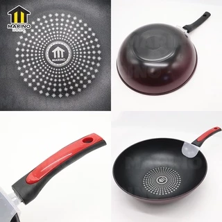 Mairno Home (สินค้าพรีเมี่ยม!! ของแท้ 100%)กระทะเทฟลอน ขนาด 33cm เคลือบด้วยผงเพชร แถมฟรี!! ตะหลิวไม้ไผ่ No.Y454