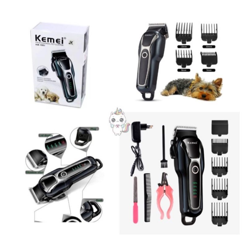 ปัตตาเลี่ยนตัดขนสุนัข แมวไร้สาย Kemei KM-1991/อะไหล่​ใบมีด​ พร้อมอุปกรณ์ตัดแต่งเล็บ