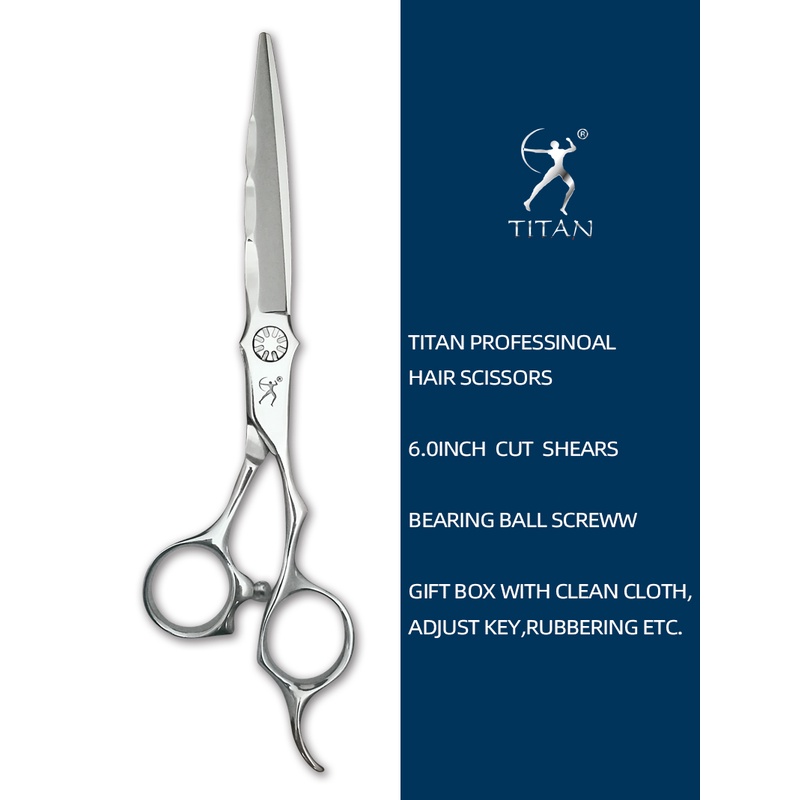 กรรไกรตัดผม Titan V60B มือขวา ขนาด 6 นิ้ว รุ่นนี้ตัดไม่เมื่อยนะครับเพราะกรรไกรเบาลื่น  ตัดวันล่ะ 20  ชม  ชิลๆ