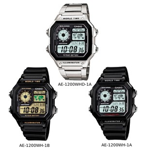 Casio นาฬิกาข้อมือผู้ชาย สายสแตนเลส รุ่น AE-1200WHD-1A, AE-1200WH-1A, AE1200WH-1B  โค๊ดส่วนลด 100บาท โค๊ด (NEWMSME)