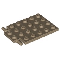 ( use ) ชิ้นส่วนเลโก้มือสอง part 92099 Plate, Modified 4 x 6 with Trap Door Hinge (Long Pins) (Dark 